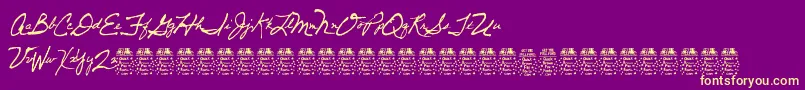 DancingpamDemo Font – Yellow Fonts on Purple Background