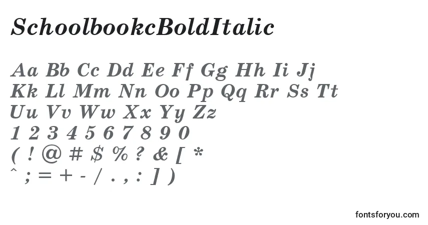 Schriftart SchoolbookcBoldItalic (67529) – Alphabet, Zahlen, spezielle Symbole