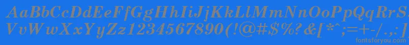 SchoolbookcBoldItalic-Schriftart – Graue Schriften auf blauem Hintergrund