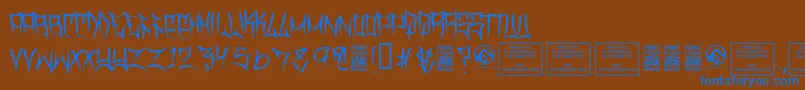 TraviscountyThin Font – Blue Fonts on Brown Background