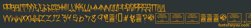 TraviscountyThin-Schriftart – Orangefarbene Schriften auf schwarzem Hintergrund