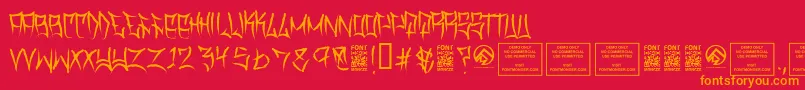 TraviscountyThin Font – Orange Fonts on Red Background