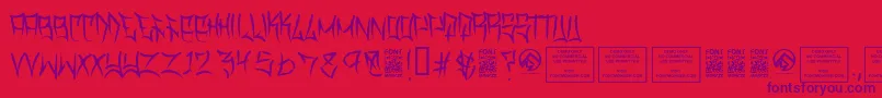フォントTraviscountyThin – 赤い背景に紫のフォント