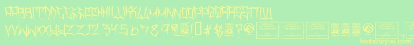 Fonte TraviscountyThin – fontes amarelas em um fundo verde