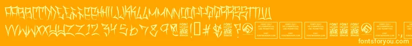 TraviscountyThin-Schriftart – Gelbe Schriften auf orangefarbenem Hintergrund
