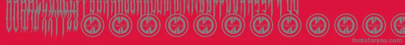 フォントSintheticRegular – 赤い背景に灰色の文字