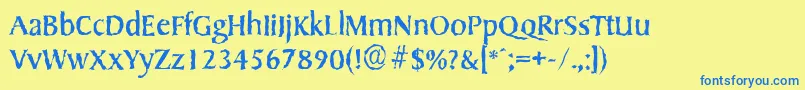 SydneyrandomRegular-Schriftart – Blaue Schriften auf gelbem Hintergrund