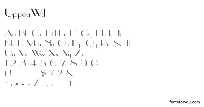 Schriftart UppeaWd – Alphabet, Zahlen, spezielle Symbole