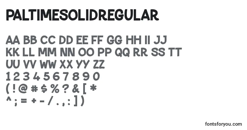 A fonte PaltimesolidRegular – alfabeto, números, caracteres especiais