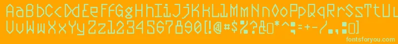 PlasmaticRegular-Schriftart – Grüne Schriften auf orangefarbenem Hintergrund