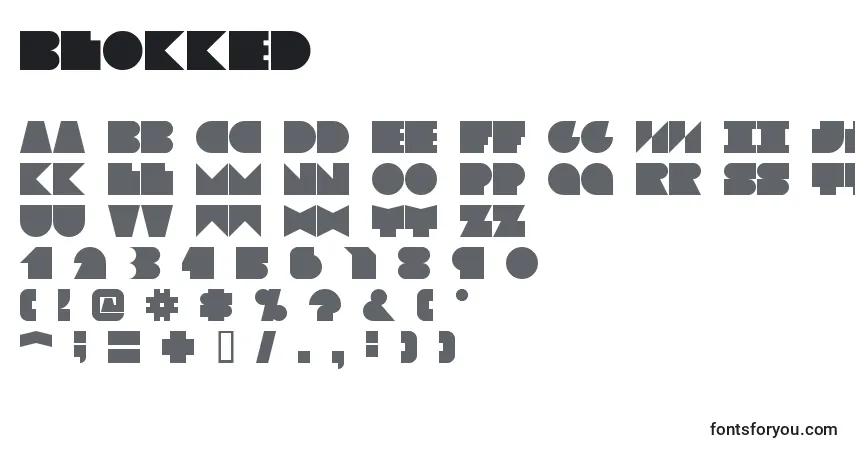 Schriftart Blokked – Alphabet, Zahlen, spezielle Symbole
