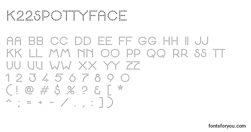 Schriftart K22SpottyFace – Alphabet, Zahlen, spezielle Symbole