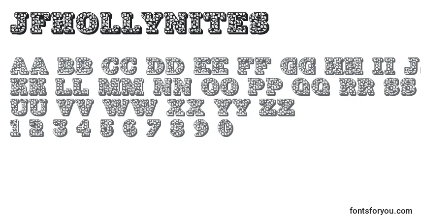A fonte Jfhollynites – alfabeto, números, caracteres especiais