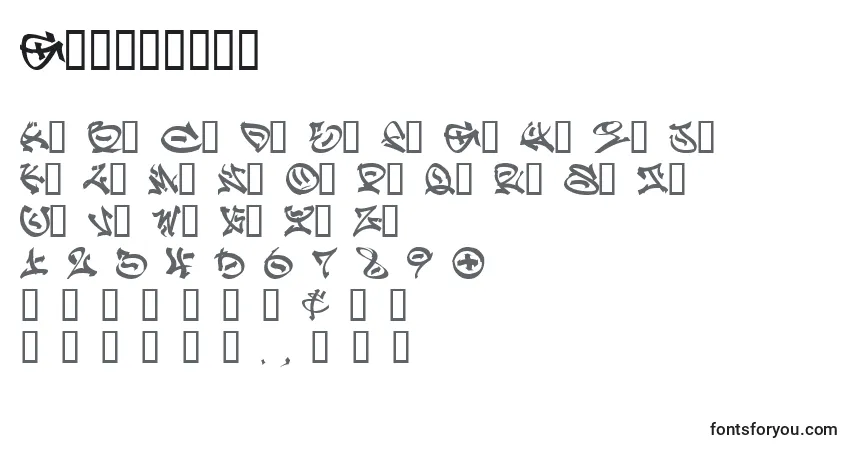 A fonte Graffpity – alfabeto, números, caracteres especiais