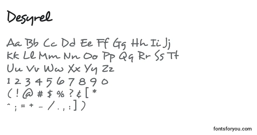 Czcionka Desyrel – alfabet, cyfry, specjalne znaki