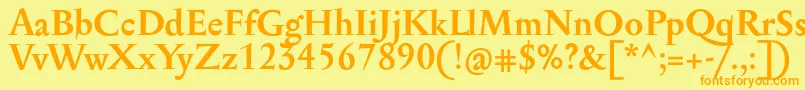 フォントSerapioniitxnBold – オレンジの文字が黄色の背景にあります。