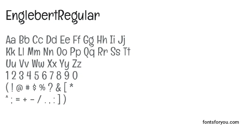 A fonte EnglebertRegular – alfabeto, números, caracteres especiais
