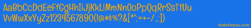 フォントEnglebertRegular – オレンジ色の文字が青い背景にあります。