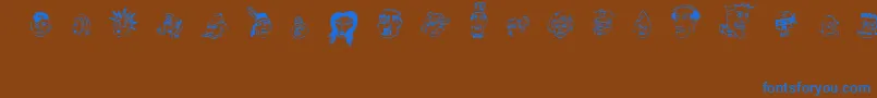 21-Schriftart – Blaue Schriften auf braunem Hintergrund