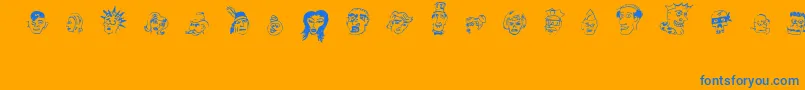 21-Schriftart – Blaue Schriften auf orangefarbenem Hintergrund