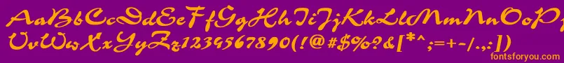 CorridaBold-fontti – oranssit fontit violetilla taustalla