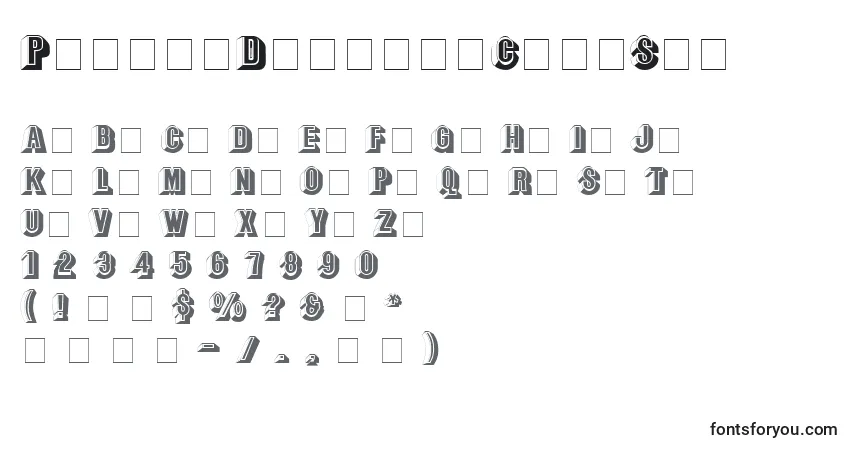 A fonte ParapaDisplayCapsSsi – alfabeto, números, caracteres especiais