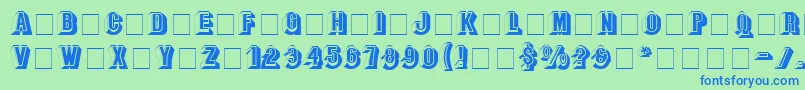 フォントParapaDisplayCapsSsi – 青い文字は緑の背景です。