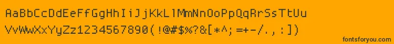 Proggysquaresz-Schriftart – Schwarze Schriften auf orangefarbenem Hintergrund
