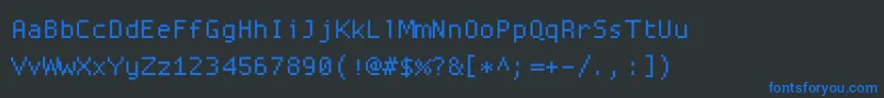 Proggysquaresz-Schriftart – Blaue Schriften auf schwarzem Hintergrund