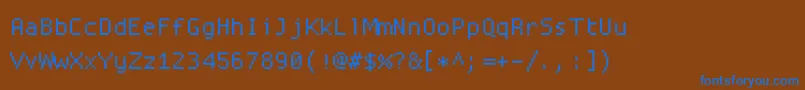Fonte Proggysquaresz – fontes azuis em um fundo marrom