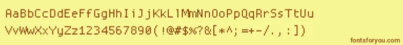 Fonte Proggysquaresz – fontes marrons em um fundo amarelo