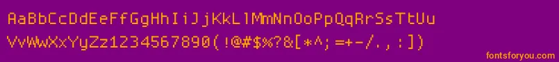 Czcionka Proggysquaresz – pomarańczowe czcionki na fioletowym tle