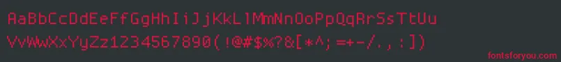 Czcionka Proggysquaresz – czerwone czcionki na czarnym tle