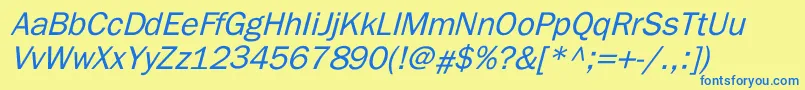 Fonte ElutheraItalic – fontes azuis em um fundo amarelo