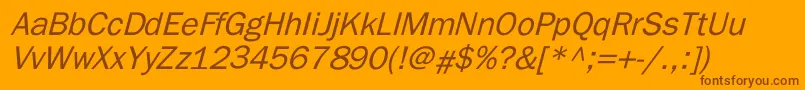 ElutheraItalic-Schriftart – Braune Schriften auf orangefarbenem Hintergrund