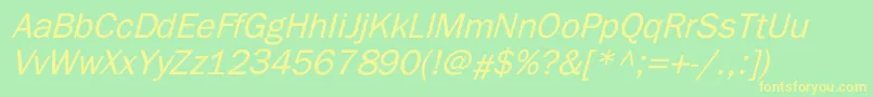 ElutheraItalic-Schriftart – Gelbe Schriften auf grünem Hintergrund