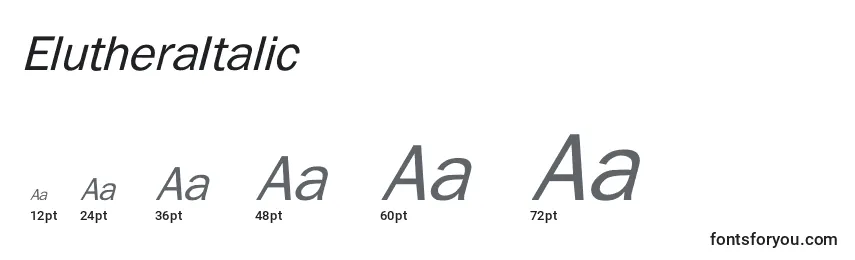 Размеры шрифта ElutheraItalic