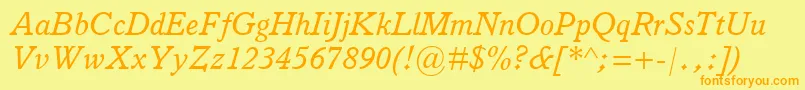 ItalianOldStyleMtItalic Font – Orange Fonts on Yellow Background