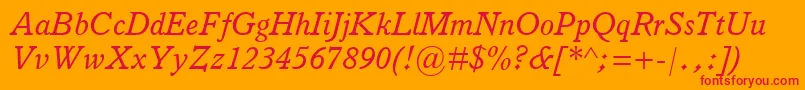 Шрифт ItalianOldStyleMtItalic – красные шрифты на оранжевом фоне