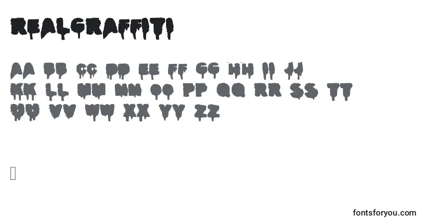 A fonte Realgraffiti – alfabeto, números, caracteres especiais