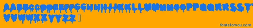 Realgraffiti-Schriftart – Blaue Schriften auf orangefarbenem Hintergrund