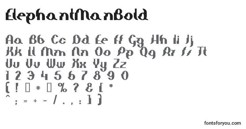 A fonte ElephantManBold – alfabeto, números, caracteres especiais
