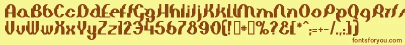 フォントElephantManBold – 茶色の文字が黄色の背景にあります。