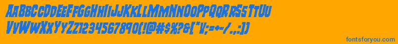 フォントFreakfinderital – オレンジの背景に青い文字