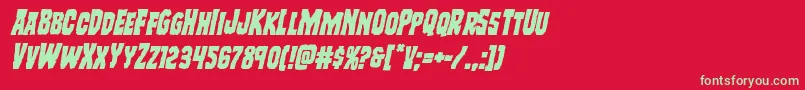 フォントFreakfinderital – 赤い背景に緑の文字