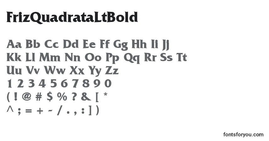 A fonte FrizQuadrataLtBold – alfabeto, números, caracteres especiais