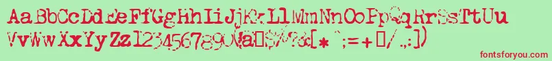 Czcionka Lltippa – czerwone czcionki na zielonym tle