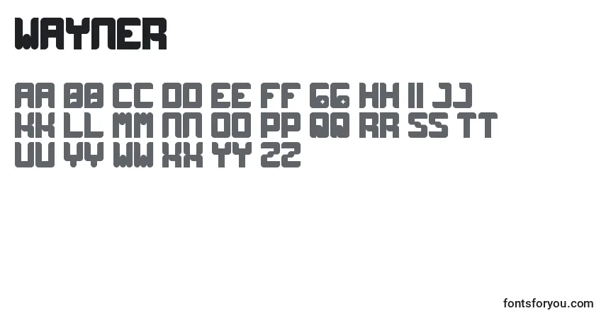 Schriftart Wayner – Alphabet, Zahlen, spezielle Symbole