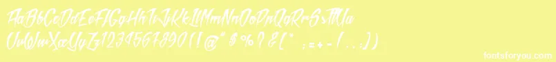 MadRats-Schriftart – Weiße Schriften auf gelbem Hintergrund
