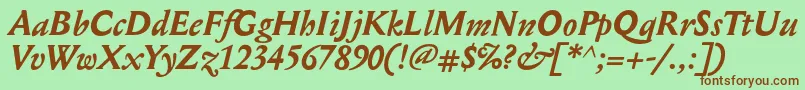 MediaevalBolditalic Font – Brown Fonts on Green Background